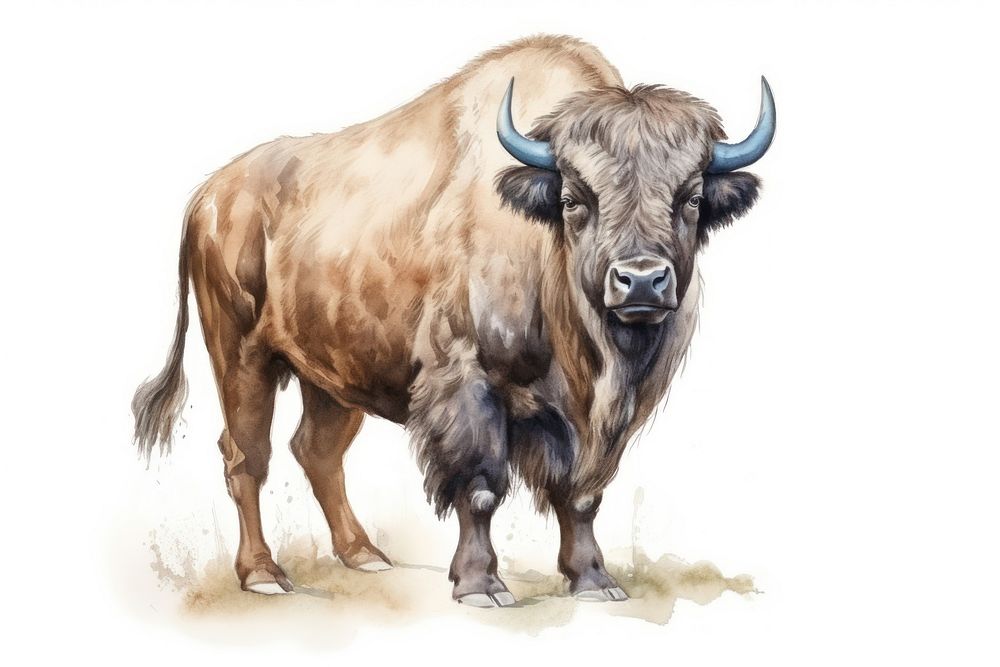 Buffalo livestock wildlife drawing. AI generated Image by rawpixel.