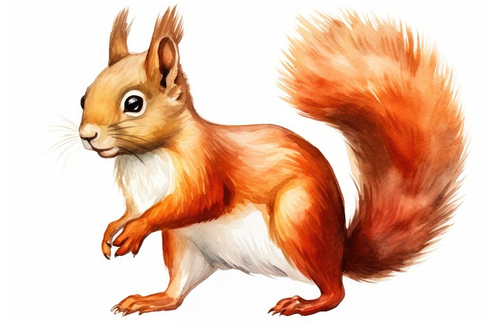 Red squirrell drawing cartoon rodent. AI generated Image by rawpixel.