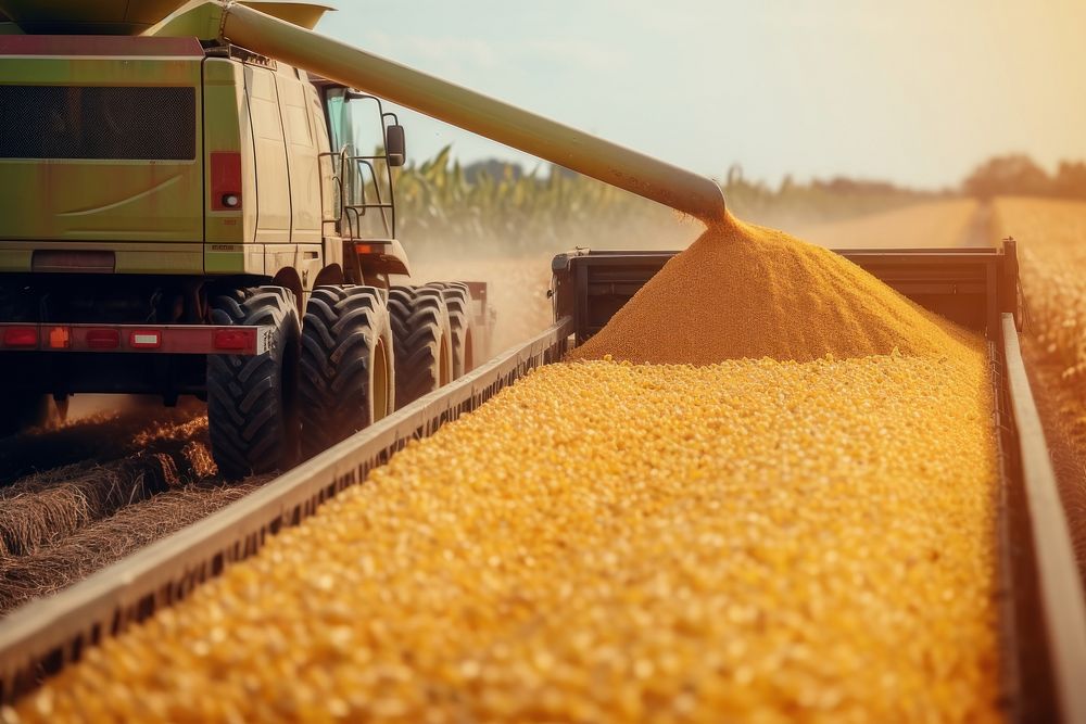Separating corn grains outdoors harvest tractor. AI generated Image by rawpixel.