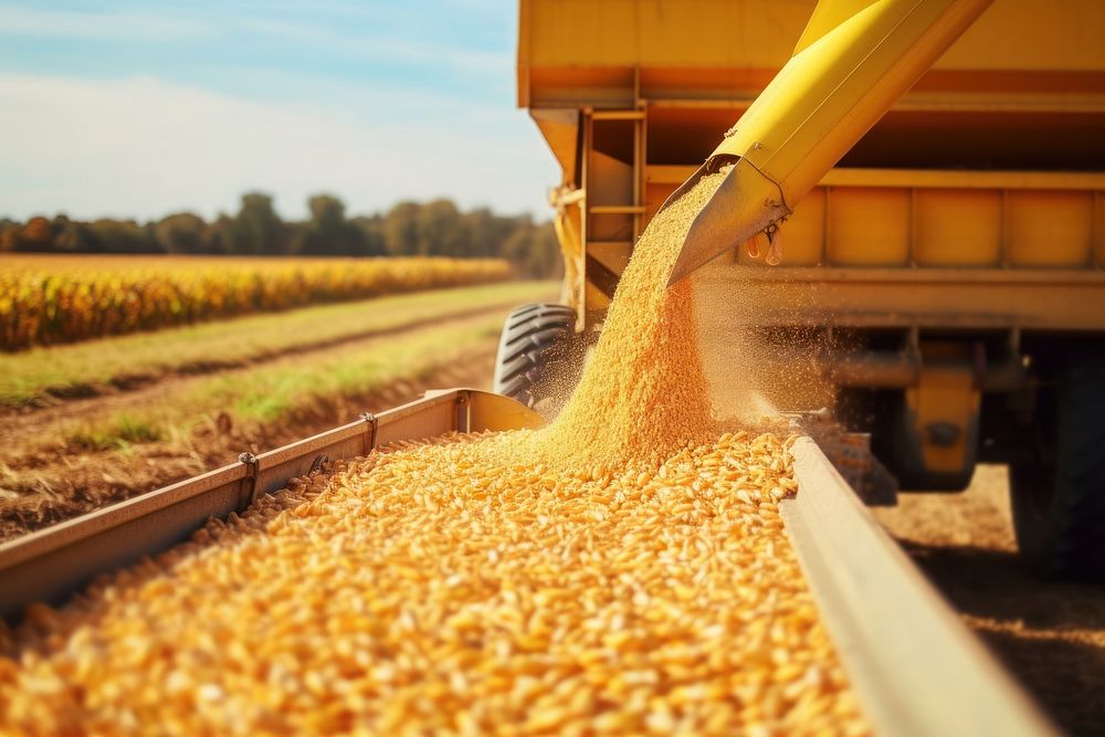 Separating corn grains outdoors harvest working. AI generated Image by rawpixel.