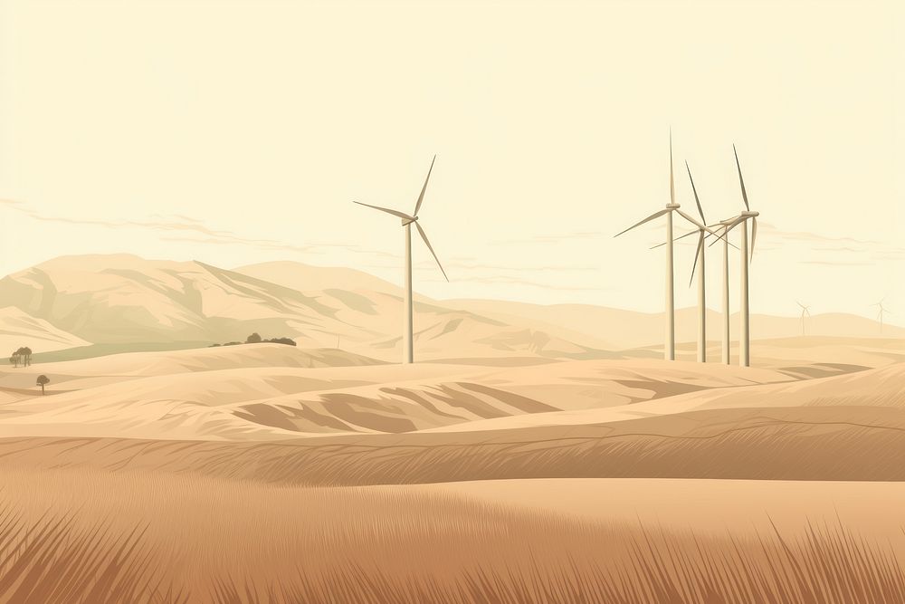 Landscape outdoors windmill turbine. AI generated Image by rawpixel.