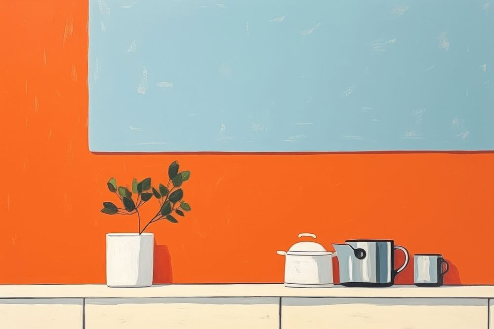 Kitchen scene architecture painting wall. AI generated Image by rawpixel.