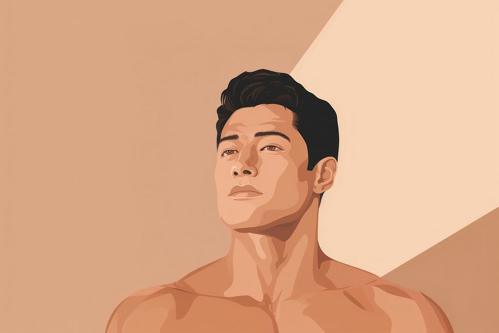 Man beauty skin portrait adult barechested. AI generated Image by rawpixel.