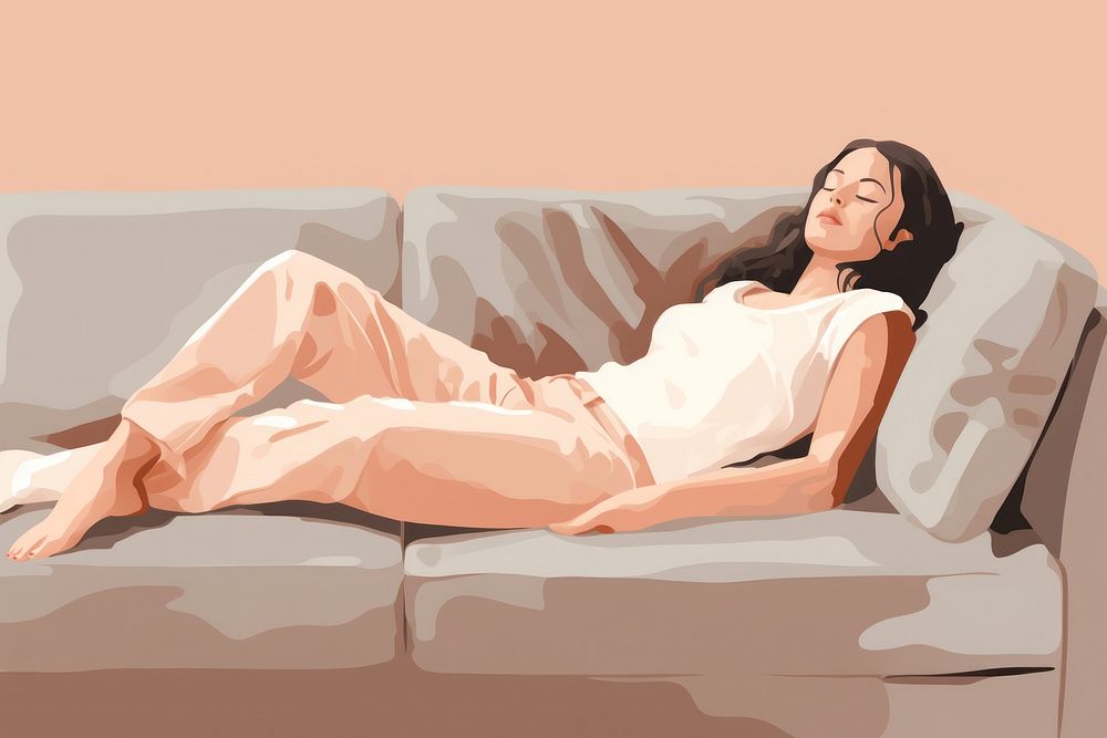 Furniture sleeping female adult. AI generated Image by rawpixel.