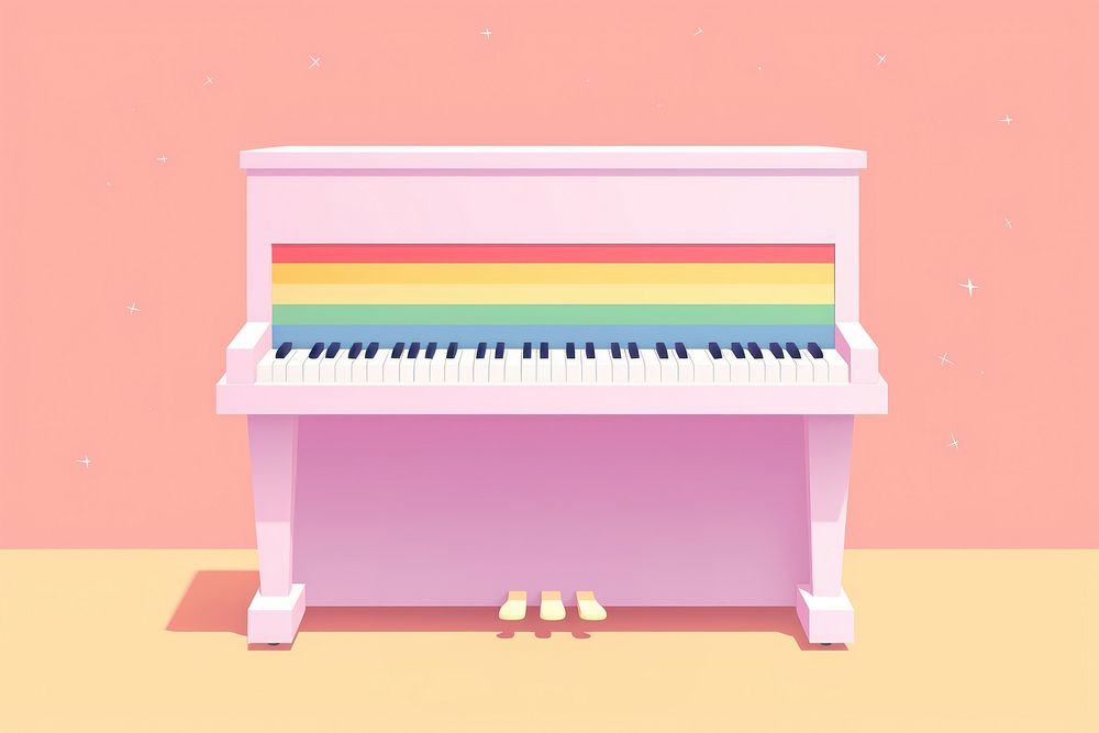 A rainbow piano keyboard pink harpsichord. AI generated Image by rawpixel.