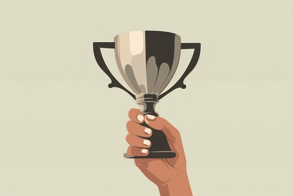 Holding grey trophy hand achievement technology. AI generated Image by rawpixel.