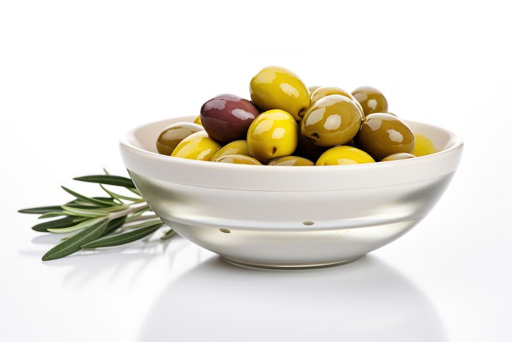 Bowl olive food white background. AI generated Image by rawpixel.