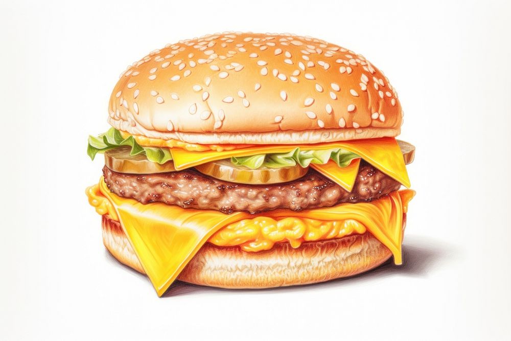 Food cheese white background hamburger. AI generated Image by rawpixel.