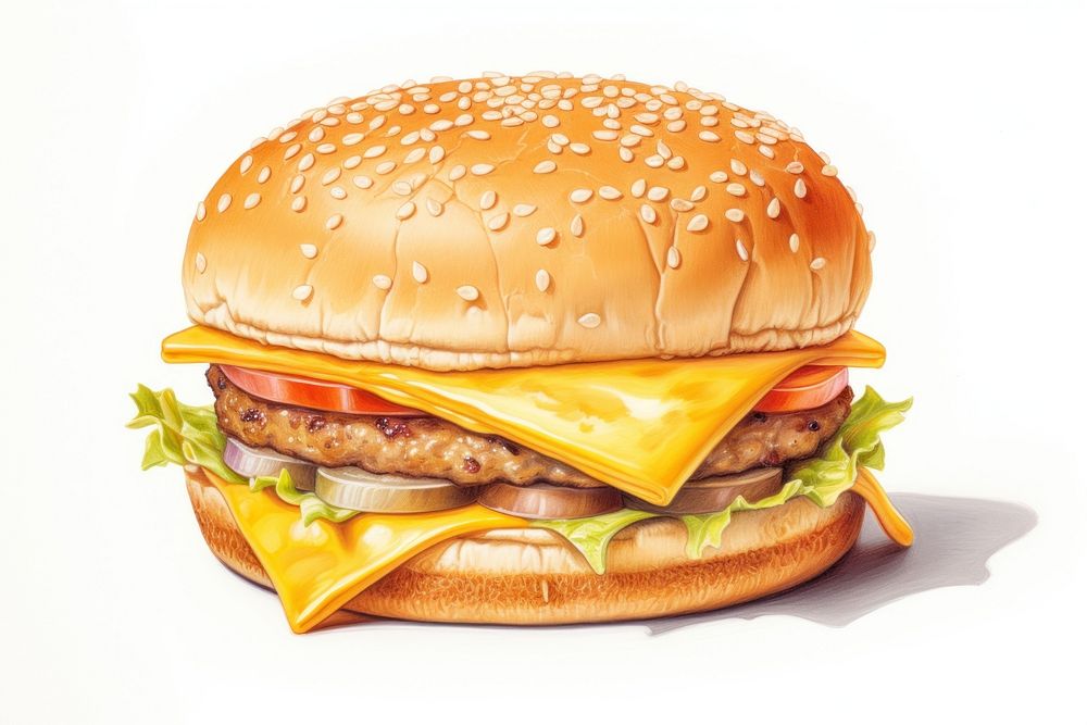 Food cheese hamburger fast food. AI generated Image by rawpixel.