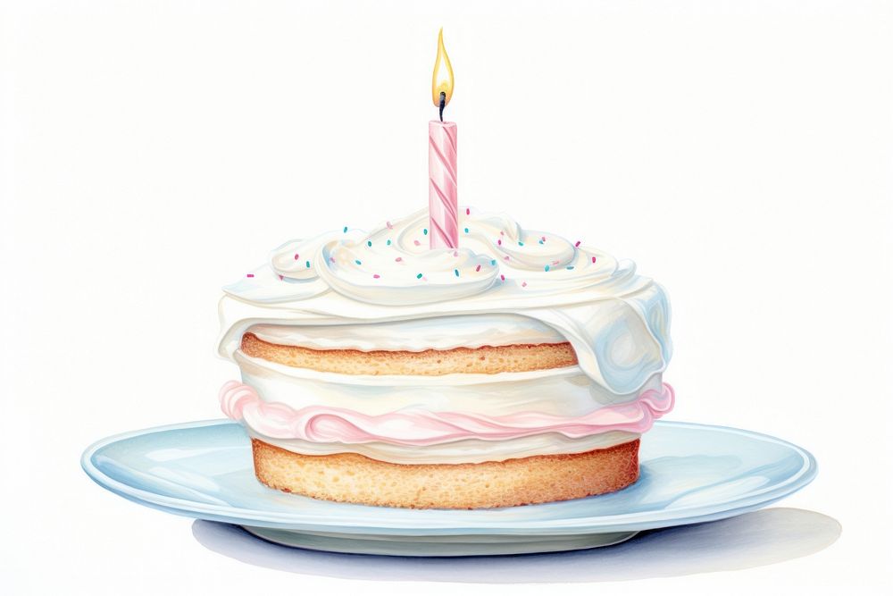 Birthday cake cream dessert candle. AI generated Image by rawpixel.