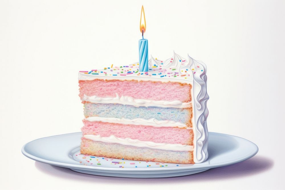 Birthday cake dessert candle plate. AI generated Image by rawpixel.