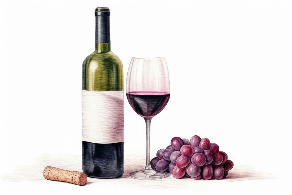 Wine bottle glass drink grape. AI generated Image by rawpixel.