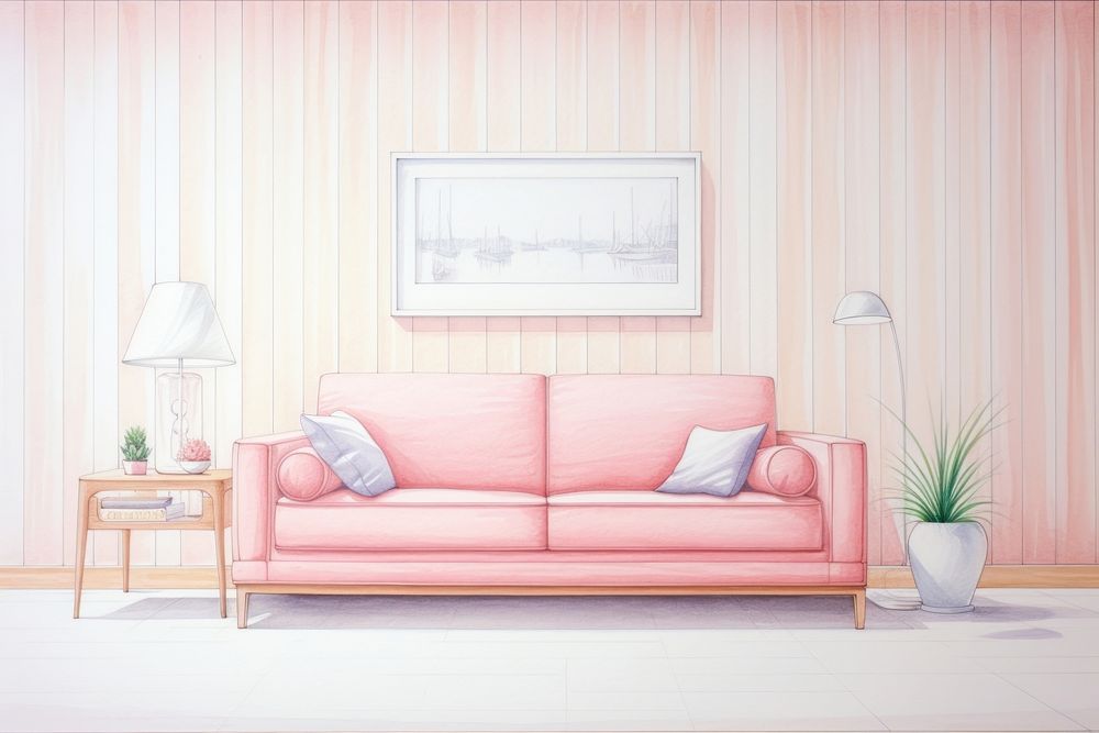 Modern living room architecture furniture painting. AI generated Image by rawpixel.