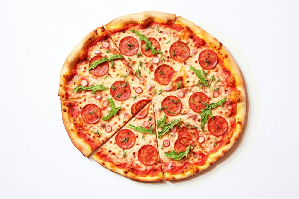 Pizza food red white background. 