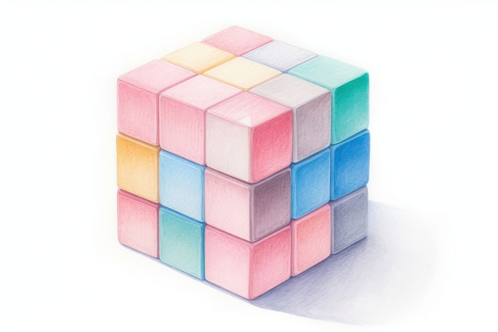 Rubik drawing toy white background. AI generated Image by rawpixel.
