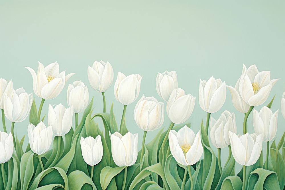 White tulips blossom flower petal. 