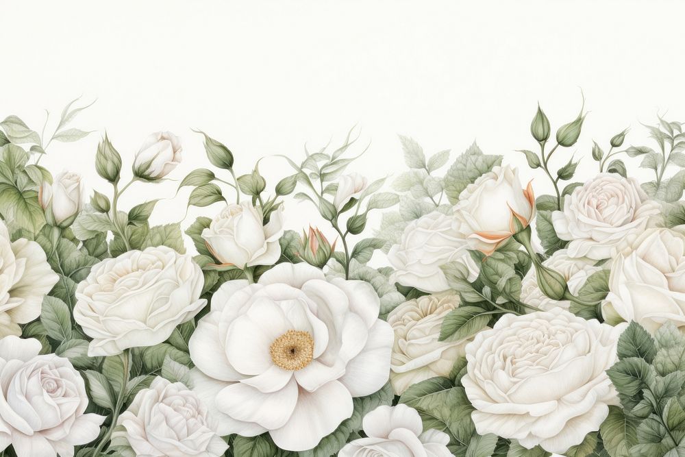 White roses garden backgrounds pattern flower. 