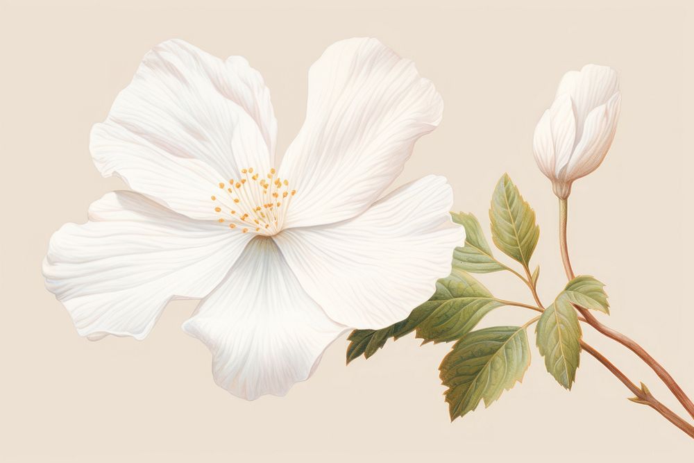 White flower hibiscus blossom petal. AI generated Image by rawpixel.