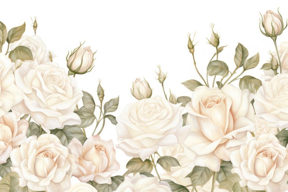 White roses garden backgrounds pattern flower. AI generated Image by rawpixel.