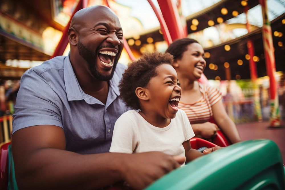 Laughing family child adult. 