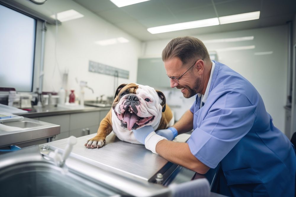 Vet dog veterinarian bulldog. AI generated Image by rawpixel.