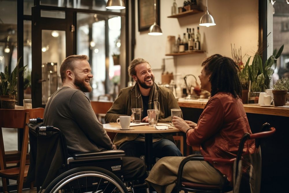 Chair restaurant laughing talking. AI generated Image by rawpixel.