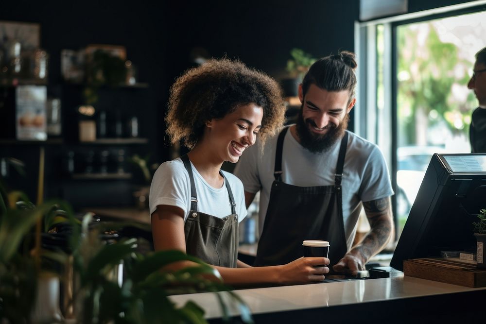 Customer barista smiling coffee. AI generated Image by rawpixel.