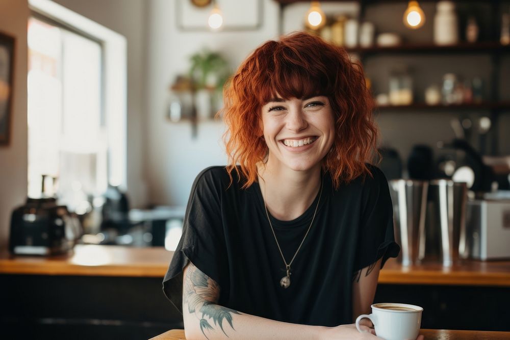 Coffee portrait smiling smile. 