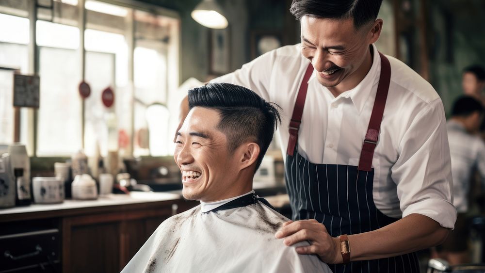 Asian barber barbershop adult hairdresser. AI generated Image by rawpixel.