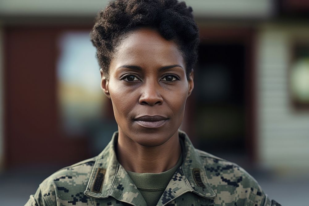 Military woman portrait outdoors soldier. AI generated Image by rawpixel.