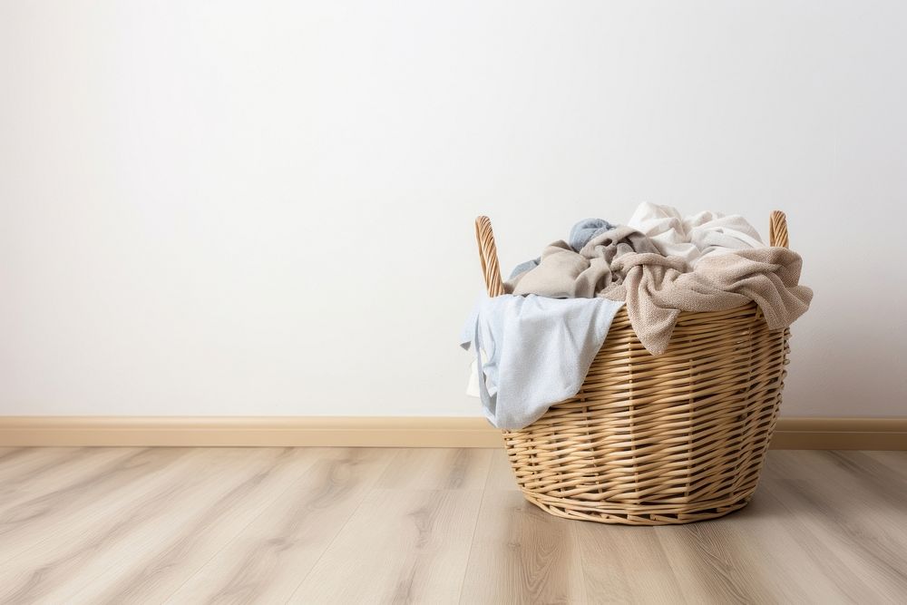 Basket laundry floor copy space. AI generated Image by rawpixel.