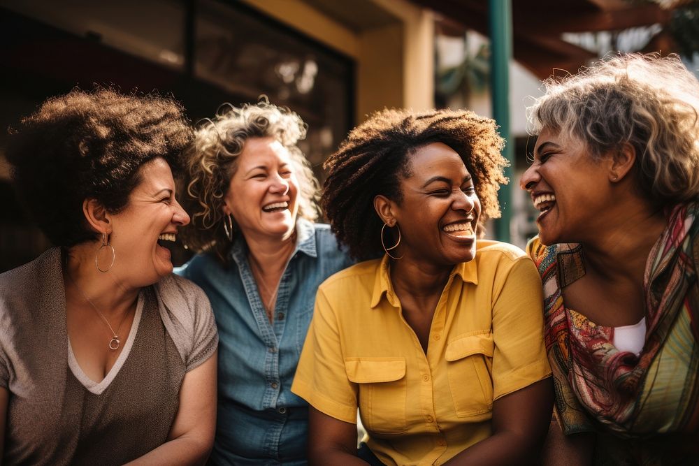 Laughing adult women happy. AI generated Image by rawpixel.