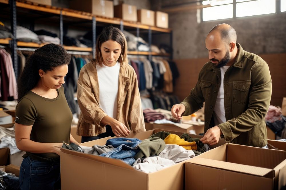 Diversity volunteers box cardboard adult. AI generated Image by rawpixel.