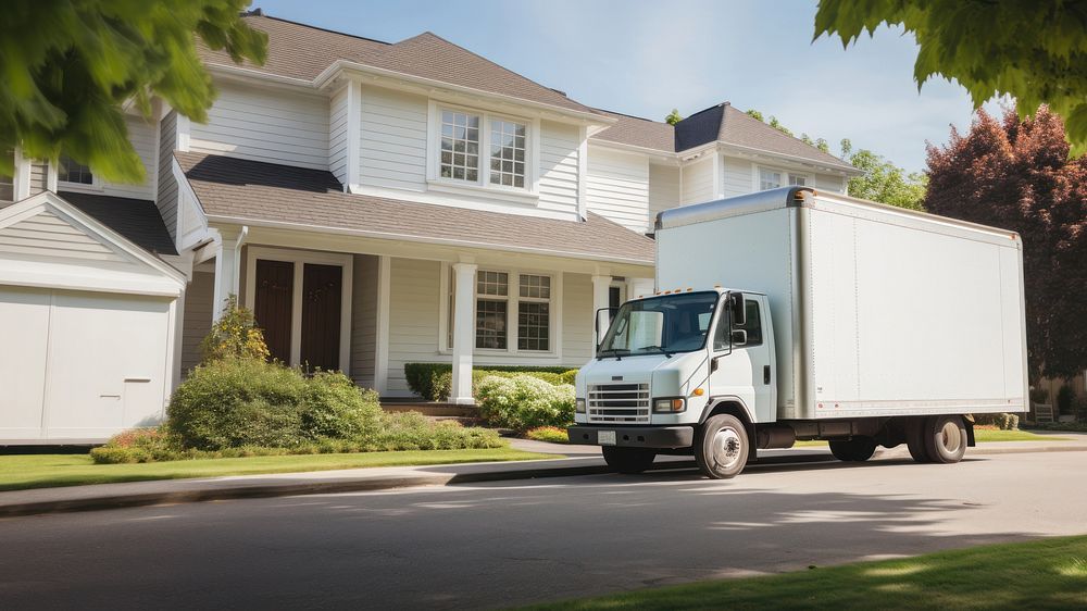 Moving truck vehicle house transportation.