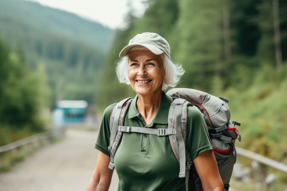 Portrait backpack adult smile. 