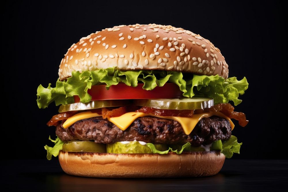 Beef burger food hamburger vegetable. AI generated Image by rawpixel.