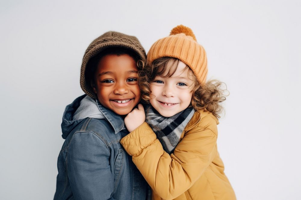 Kids hugging smile photography portrait. 