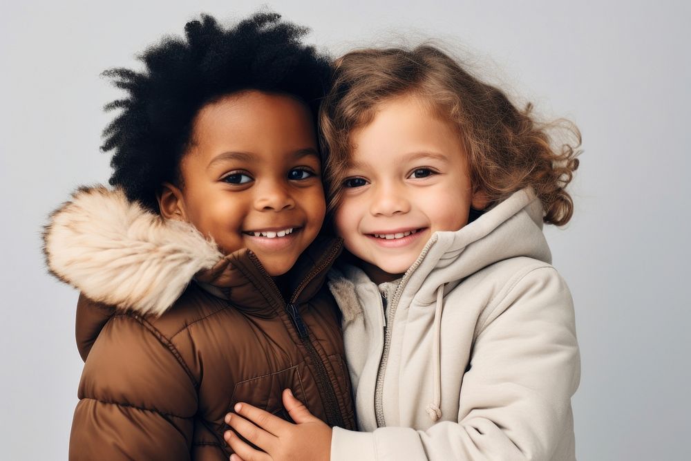 Kids hugging smile photography portrait. 