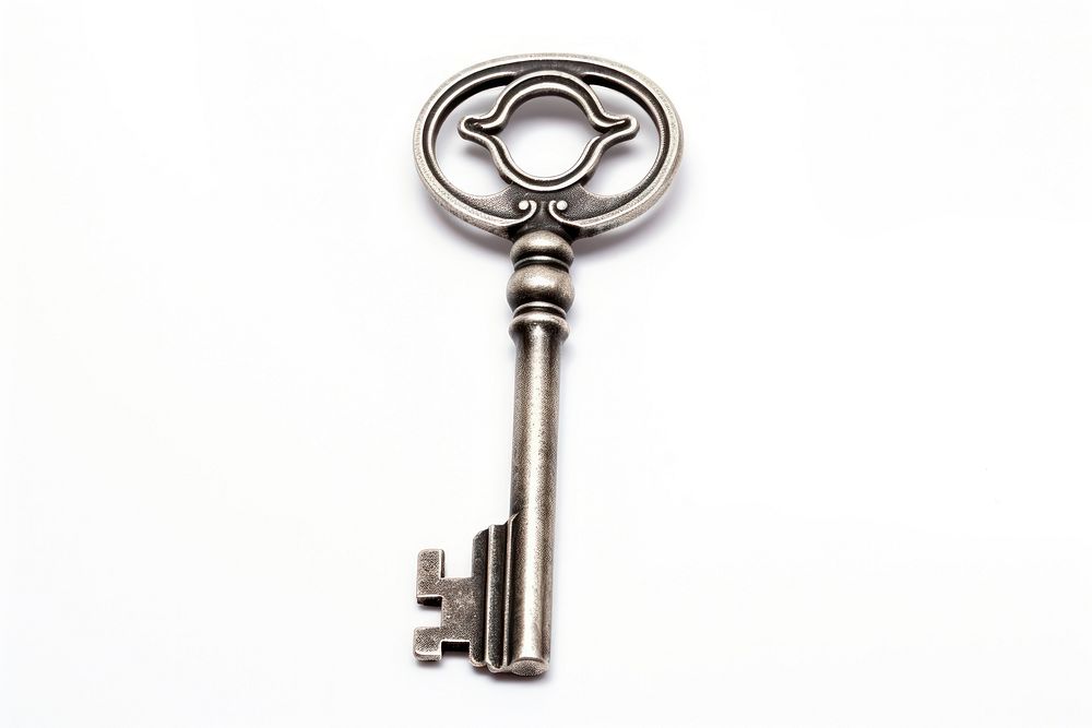 Silver house key white background protection security. AI generated Image by rawpixel.