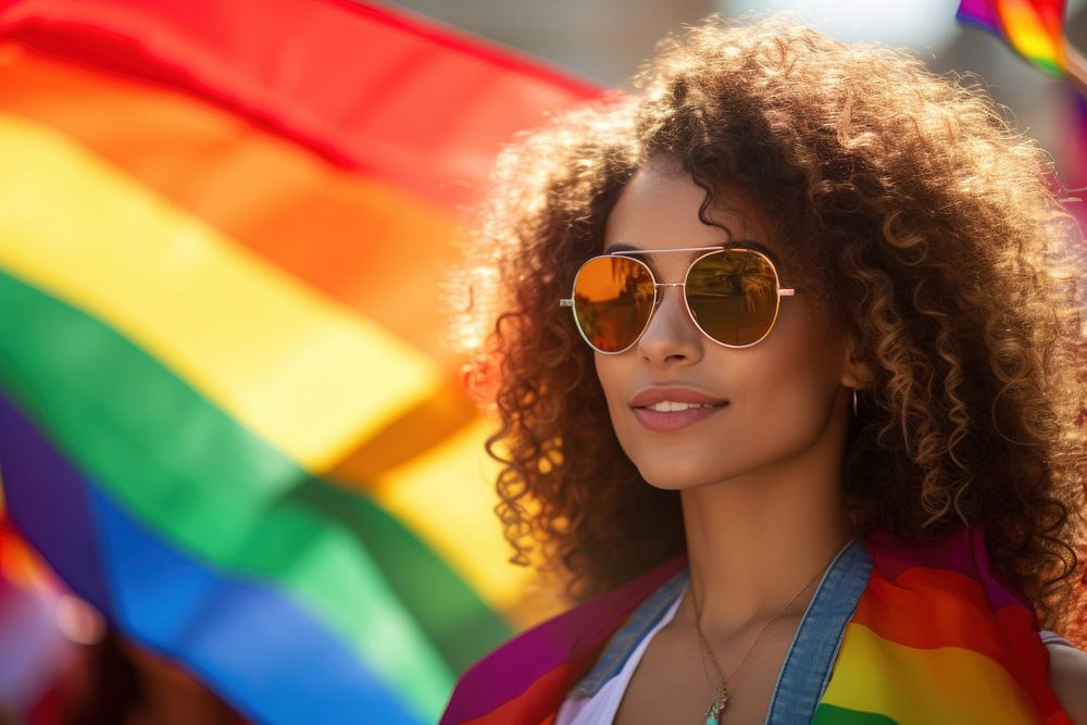 Sunglasses portrait parade pride parade. AI generated Image by rawpixel.