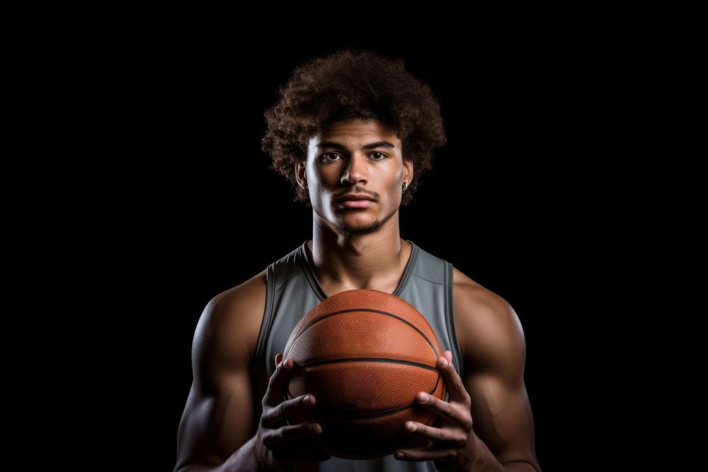 Afro-american sportsman basketball portrait player. 