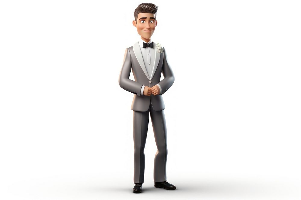 Groom figurine tuxedo white background. AI generated Image by rawpixel.