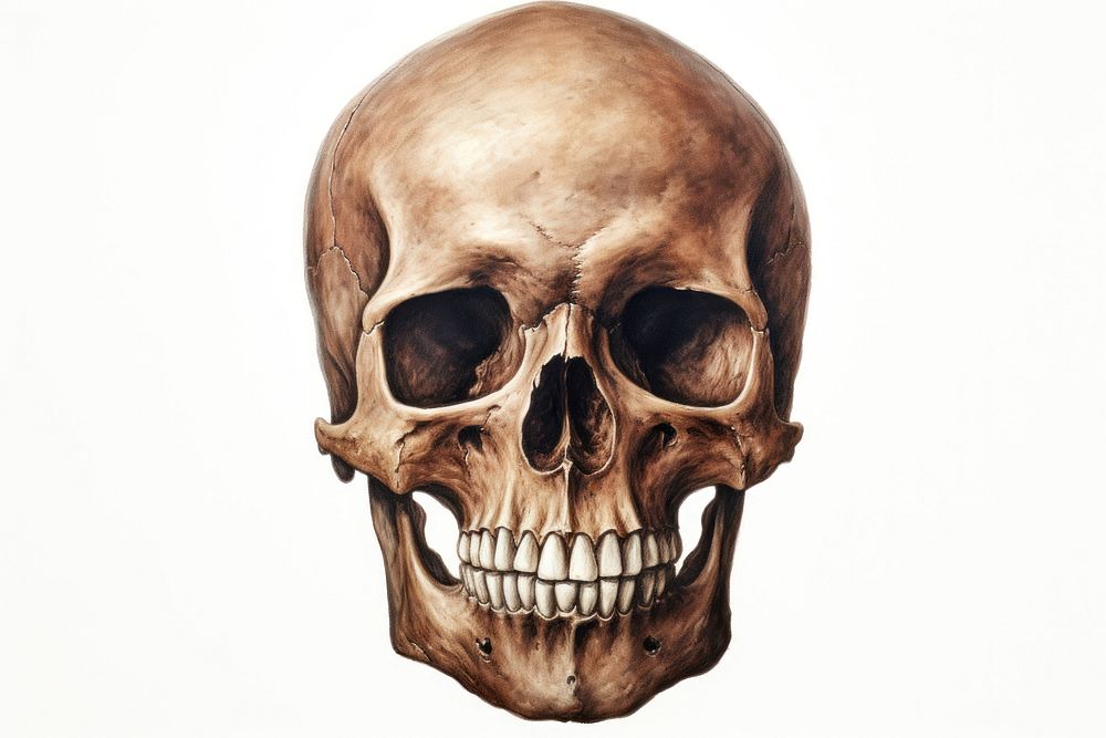 Skull white background anthropology sculpture. AI generated Image by rawpixel.