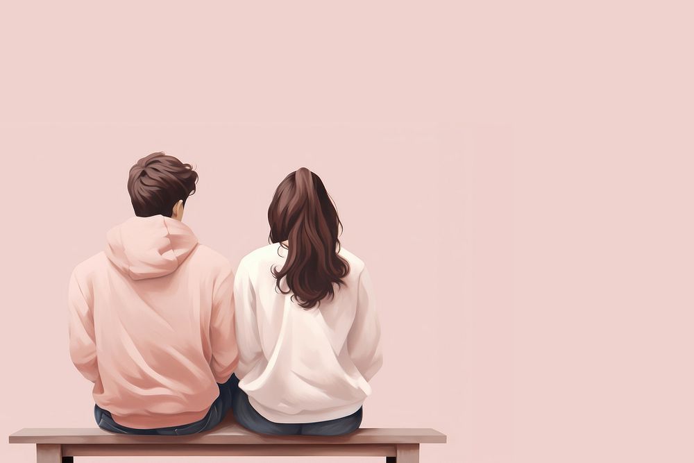 Couple sitting together adult togetherness friendship. AI generated Image by rawpixel.