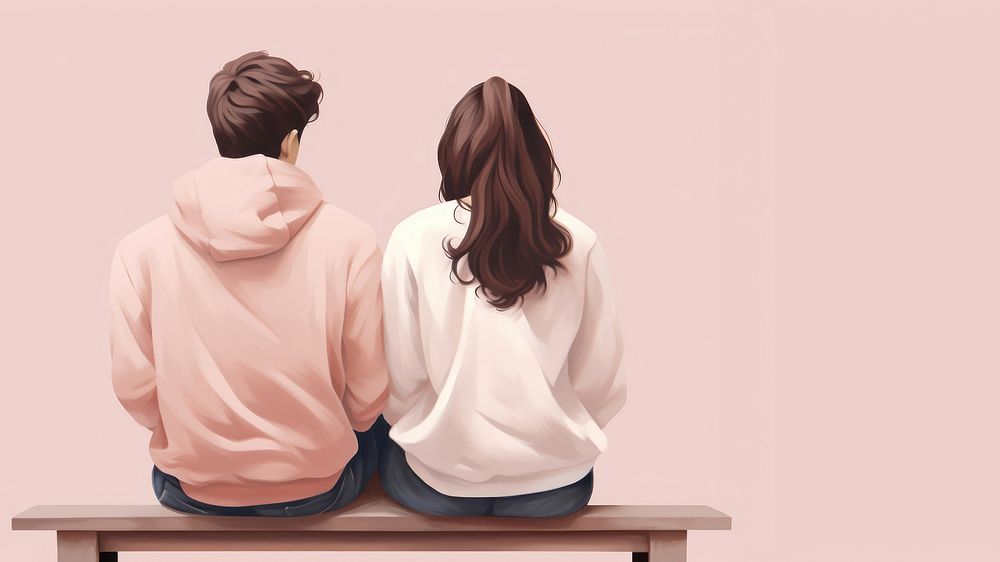 Couple sitting together adult togetherness friendship. AI generated Image by rawpixel.