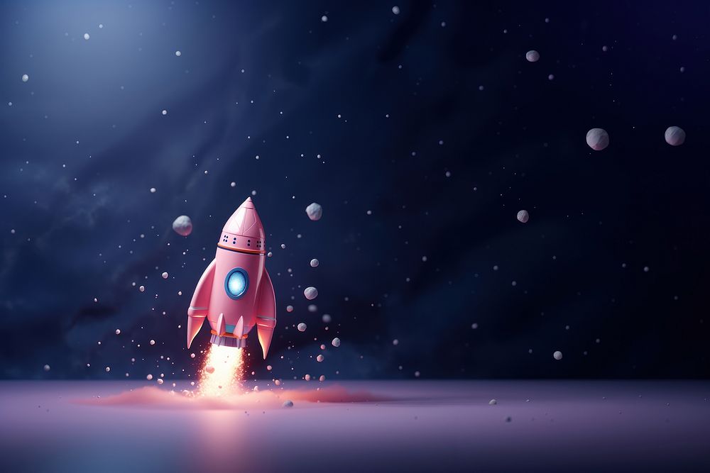 3D illustration of a space rocket, floating in galaxy, cute, minimal. AI generated Image by rawpixel. 