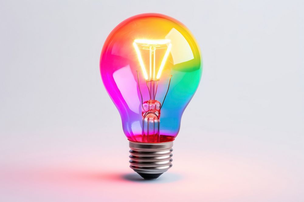 Colorfull light neon bulb lightbulb lamp electricity. 