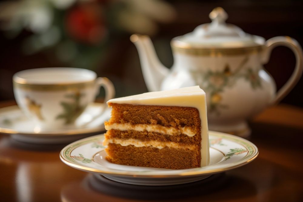 Carrot cake dessert table plate. AI generated Image by rawpixel.