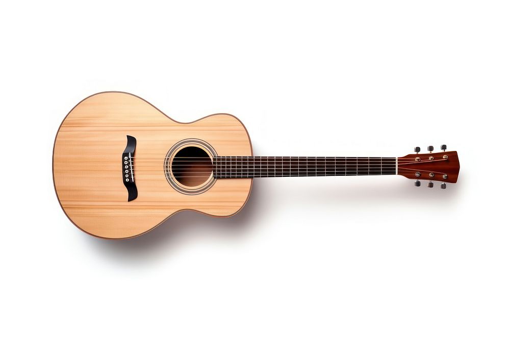 Acoustic guitar music musical instrument white background. AI generated Image by rawpixel.
