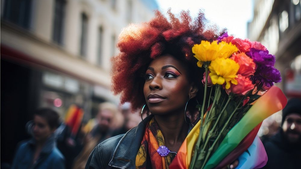 Pride parade portrait adult architecture. AI generated Image by rawpixel.